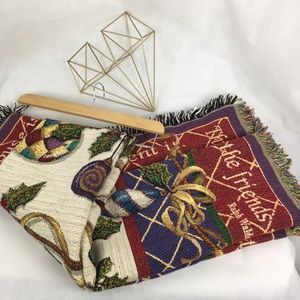 Jewel Tone Colored Christmas Ornament Woven Throw